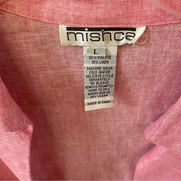 Mishca Collection Linen/Viscose Blend Women’s Pink Wrap Tie Jacket Size L Spring - Picture 9 of 13